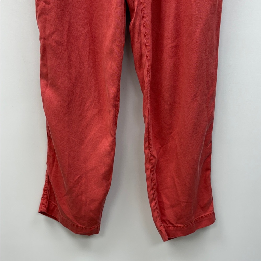 Ann Taylor LOFT High Rise Paperbag Tapered Pant Minimalist Coral Red Medium - Picture 4 of 8